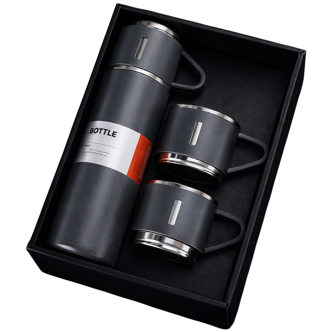 Premium Vacuum Flask Bottle with 2 Cups – 3-Piece Gift Set (500 ml)
