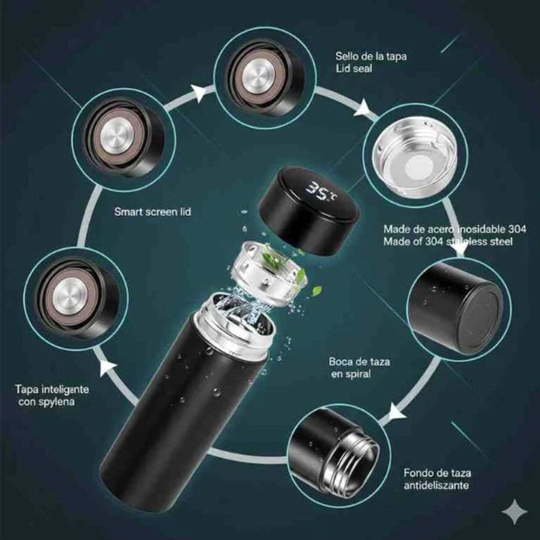 Stainless Steel Temperature Display Water Bottle