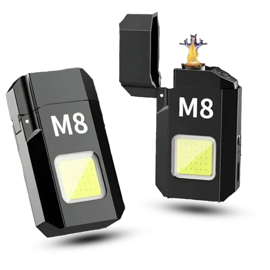 electric plasma lighter + bright LED emergency flashlight