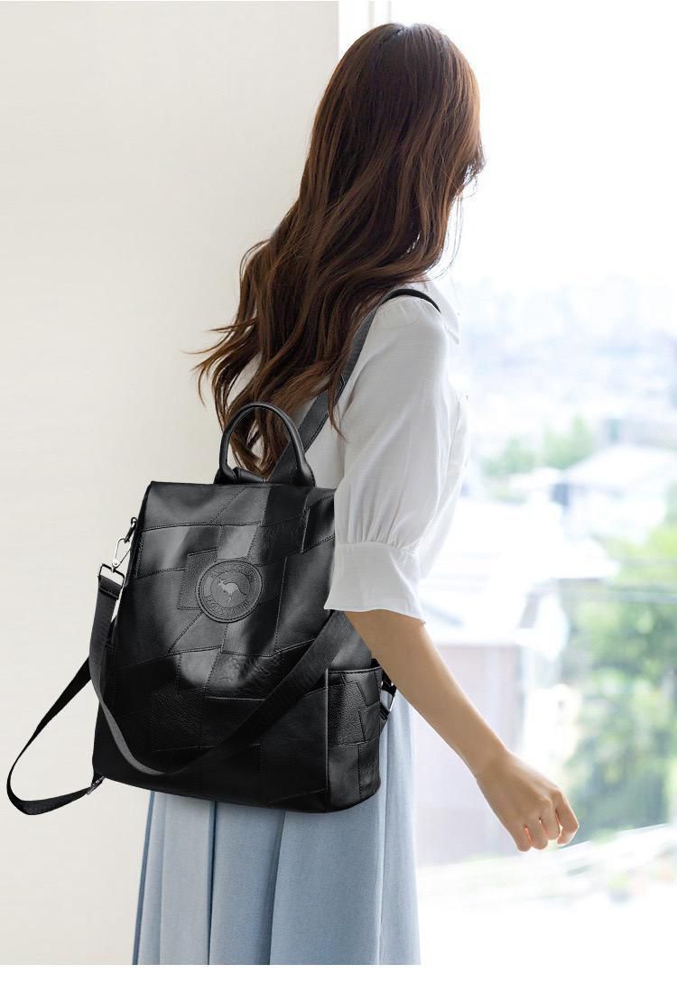 Premium Imported Leather Patchwork Backpack – Stylish, Durable & Elegant