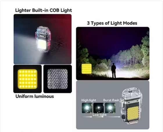 Rechargeable COB LED Lighter with Torch Light