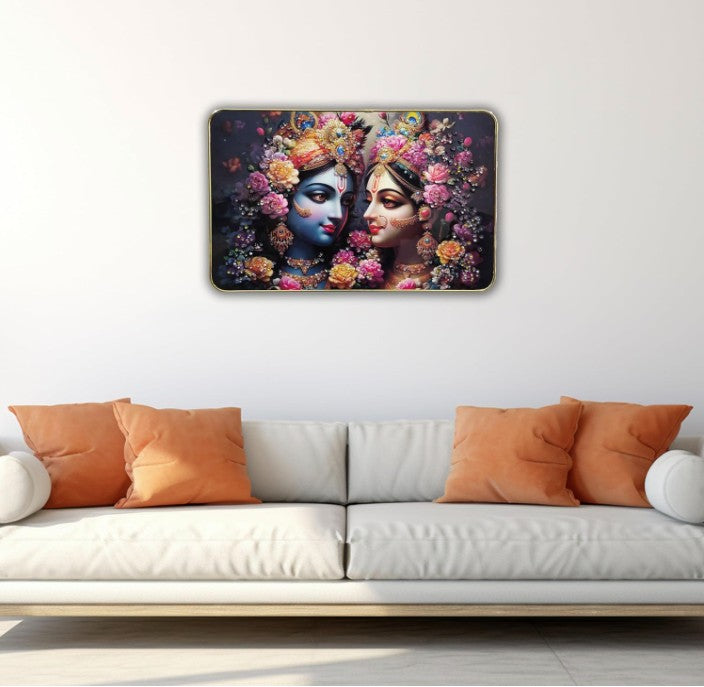 Radha Krishna Decorative Resin Wall Art / Metal frame