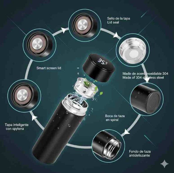 Stainless Steel Temperature Display Water Bottle