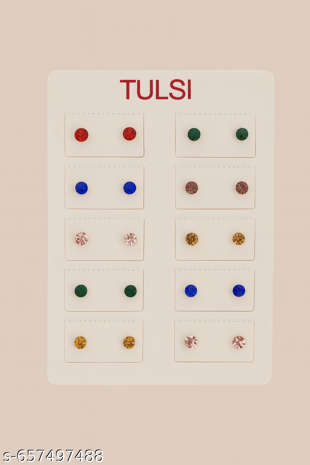 Multicolor Stone Stud Earrings Combo